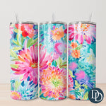 Bright Watercolor Florals Tumbler Print *Sublimation Print Transfer*