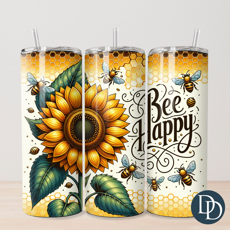 Bee Happy Tumbler Print  *Sublimation Print Transfer*