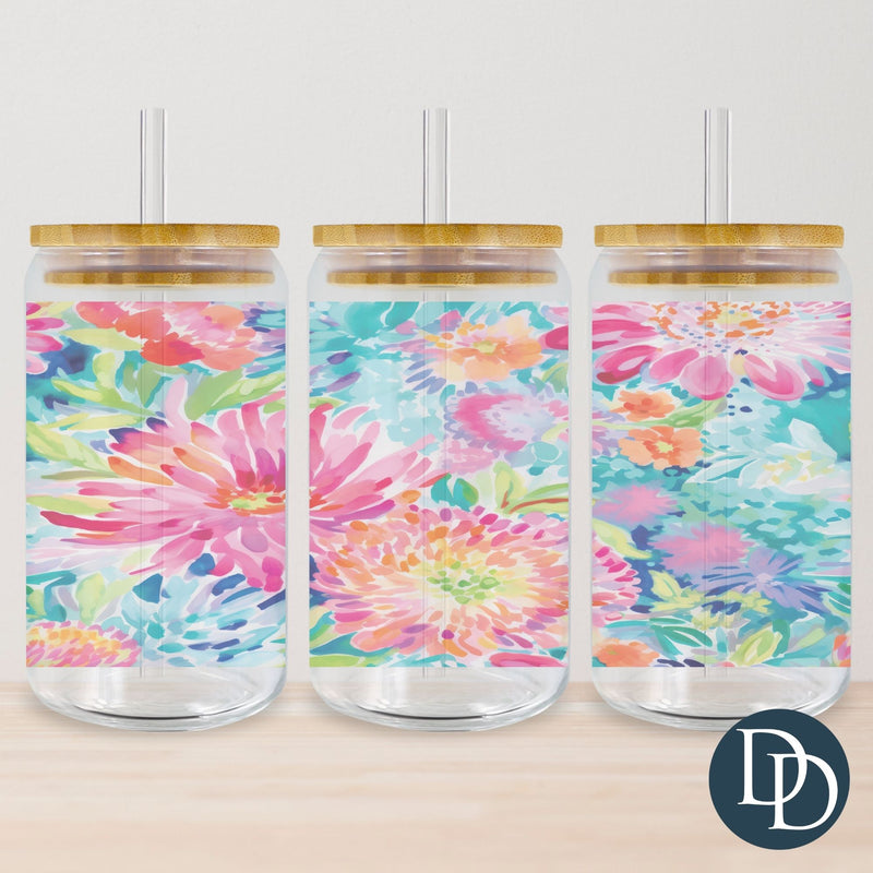 Bright Watercolor Florals Tumbler Print *Sublimation Print Transfer*