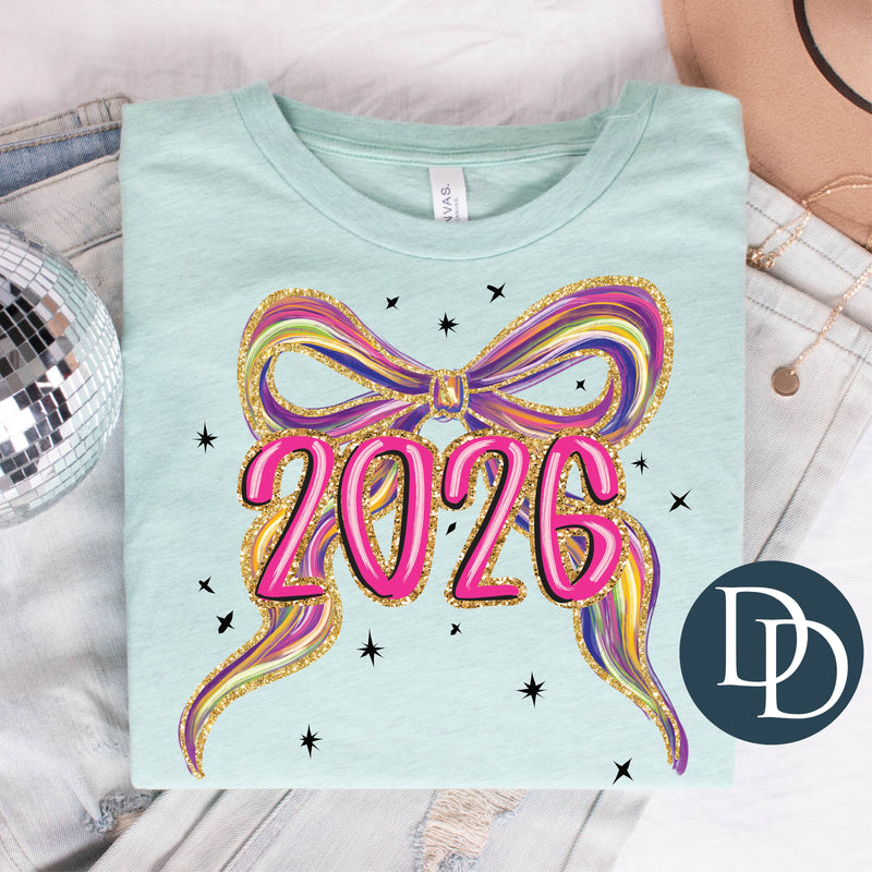 2026 Bow Faux Glitter *DTF Transfer*