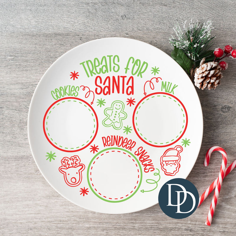 Red And Green Treats For Santa UV DTF Plate Decal