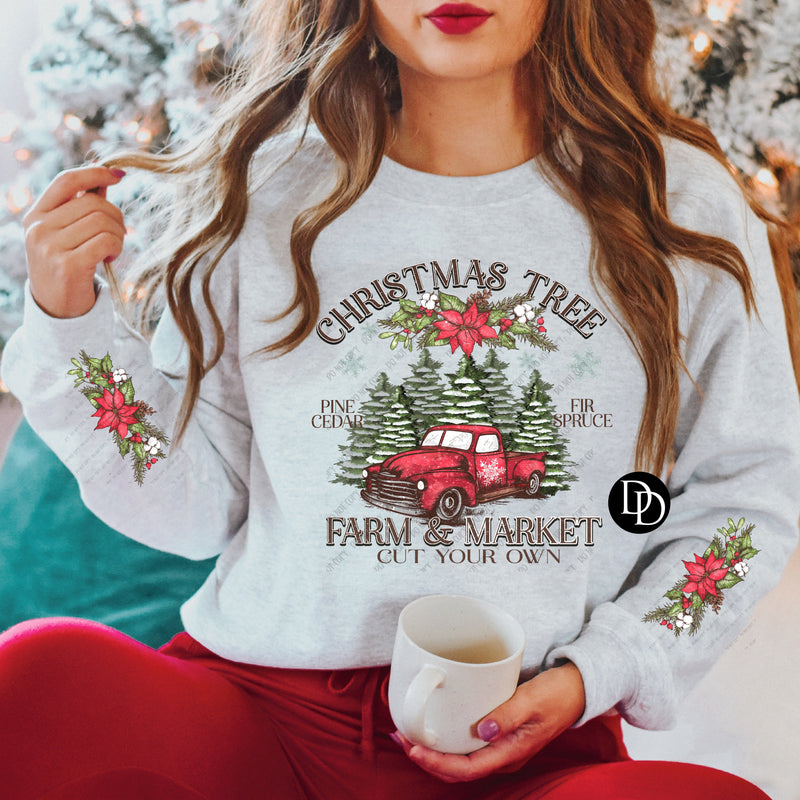 Christmas Tree Farm With Sleeve Accents *DTF Transfer*