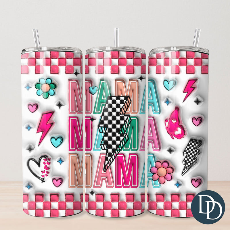 3D Checkered Mama Tumbler Print *Sublimation Print Transfer*