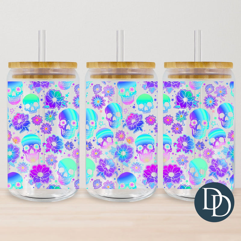 Faux Iridescent Skulls UV DTF Cup Wrap