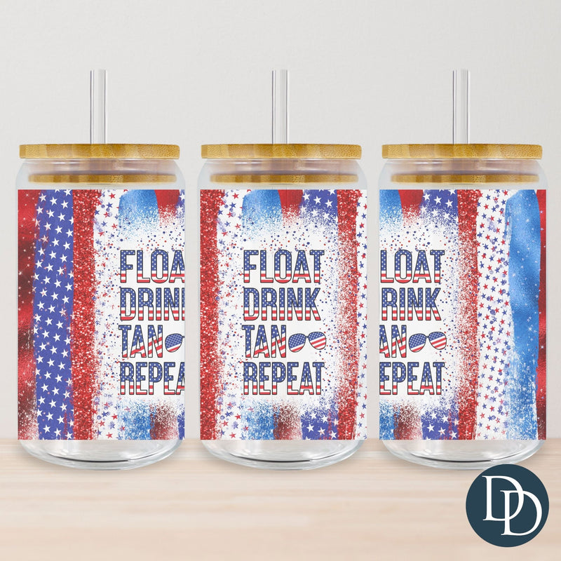 Patriotic Float Drink Tan Repeat Tumbler Print  *Sublimation Print Transfer*