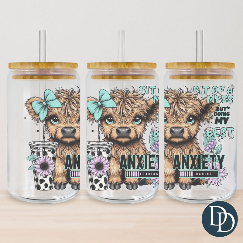 Bit of a Mess Highland Cow Tumbler Print *Sublimation Print Transfer*