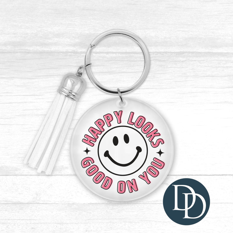 Happy Looks Good On You *Round Keychain UV DTF Decal* – Dapper Designs