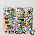 90s Stickers Tumbler Print *Sublimation Print Transfer*