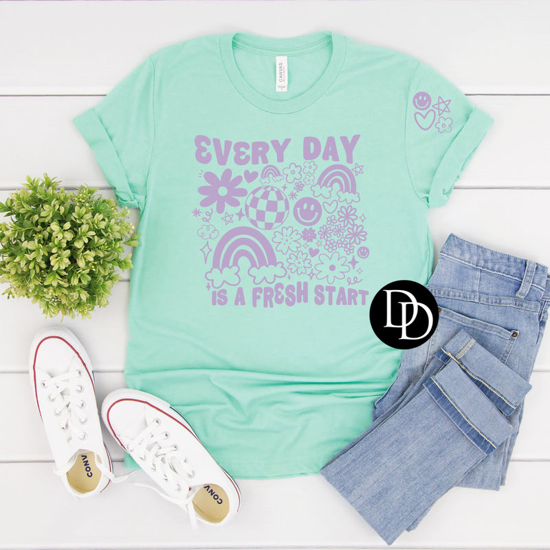 Every Day Is A Fresh Start With Pocket Accent (Lavender Ink) *Screen Print Transfer*