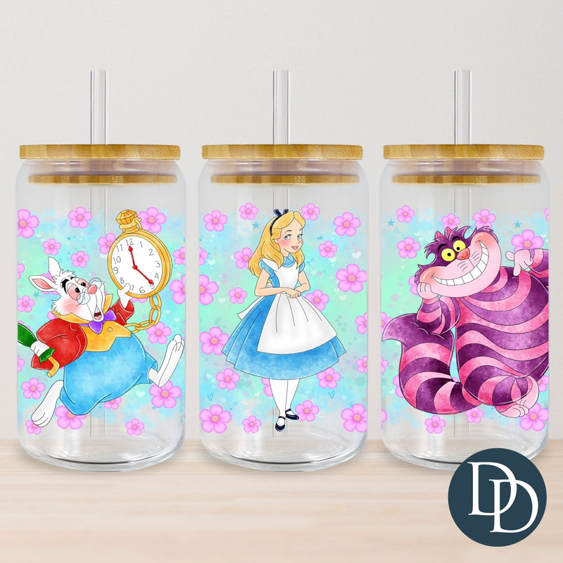 Alice Watercolor Cheshire Friends *UV DTF Cup Wrap*