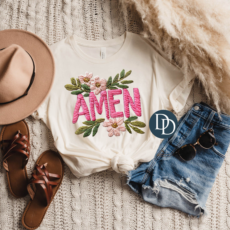 Amen Faux Floral Embroidery *DTF Transfer* – Dapper Designs