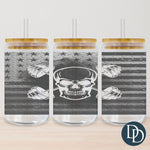 American Flag Workout Skull Tumbler Print *Sublimation Print Transfer*