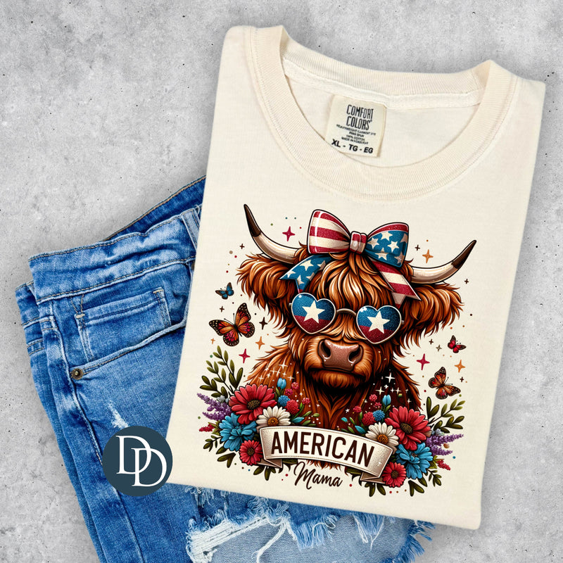 American Mama Highland Cow *DTF Transfer*