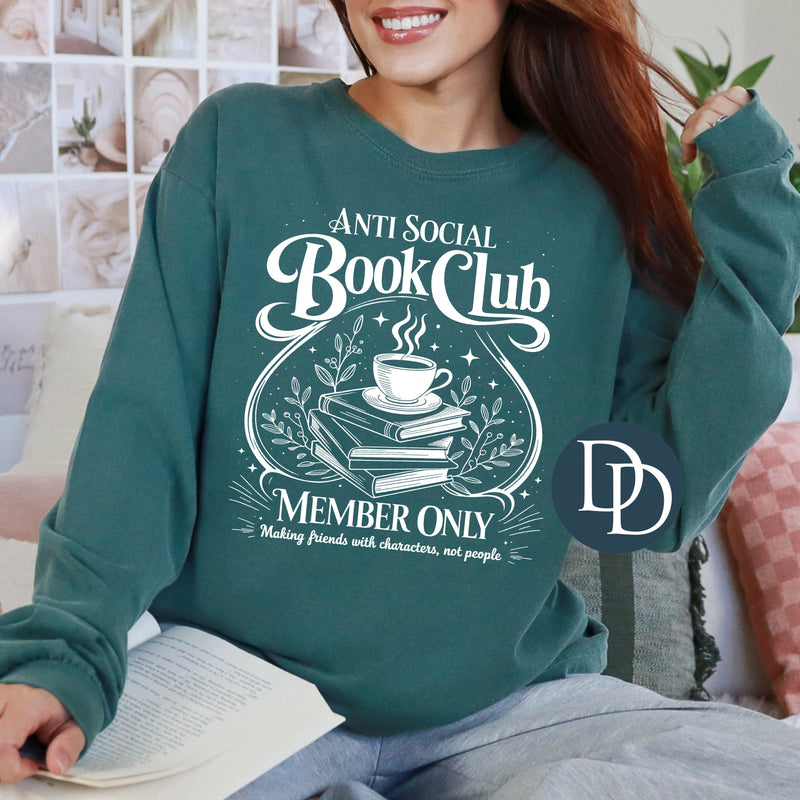 Anti Social Book Club Member Only (White Ink) *Screen Print Transfer*