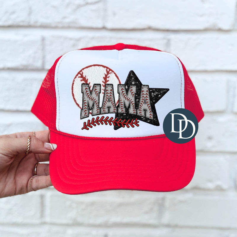 Baseball Mama Faux Chenille Glitter *DTF Hat Transfer*