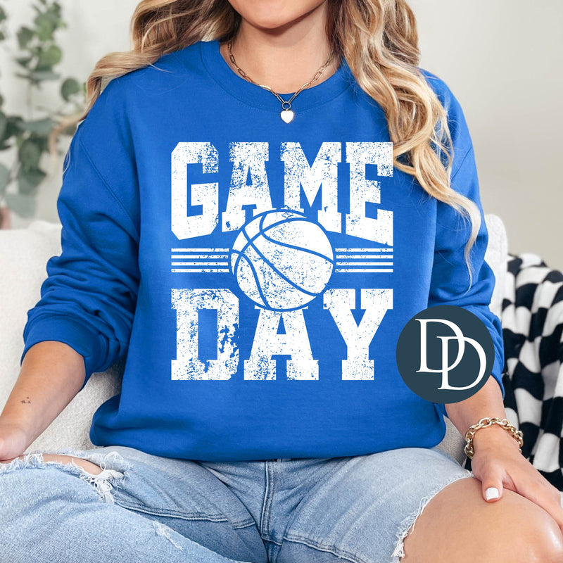Basketball Game Day Varsity Grunge (White Ink) *Screen Print Transfer*