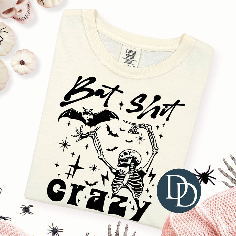 Bat Sht Crazy Skeleton (Black Ink) *Screen Print Transfer*