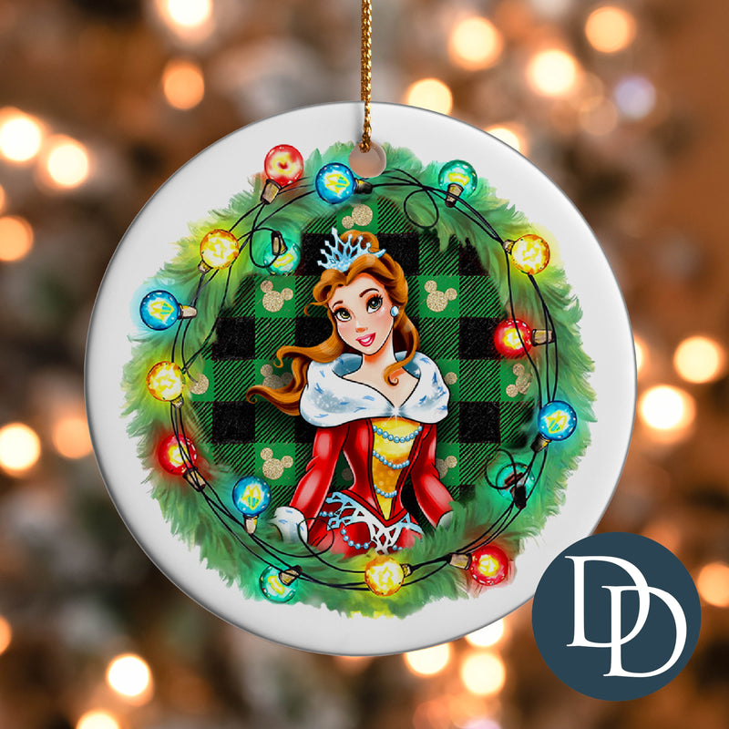 Beauty Plaid Christmas Light Wreath *UV DTF Ornament Decal*