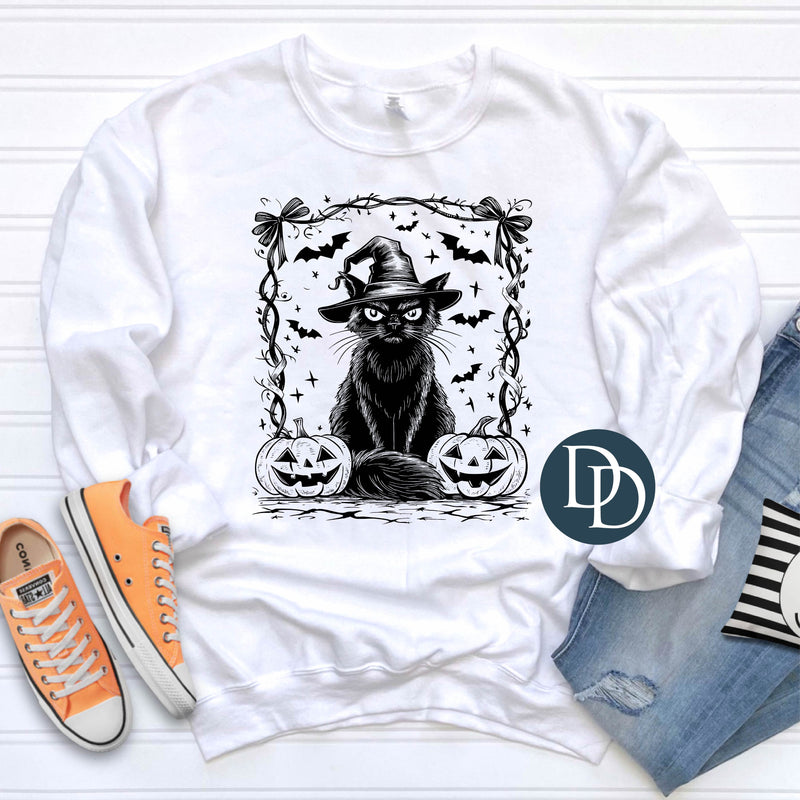 Black Cat And Jack-O-Lanterns (Black Ink) - NOT RESTOCKING - *Screen Print Transfer*