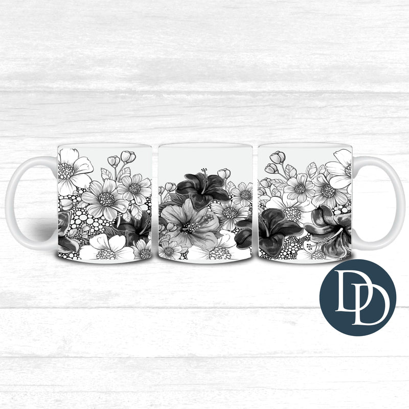 Black Florals *UV DTF Mug Wrap*