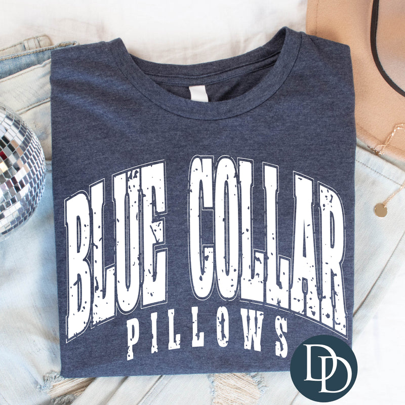 Blue Collar Pillows (White Ink) *Screen Print Transfer*