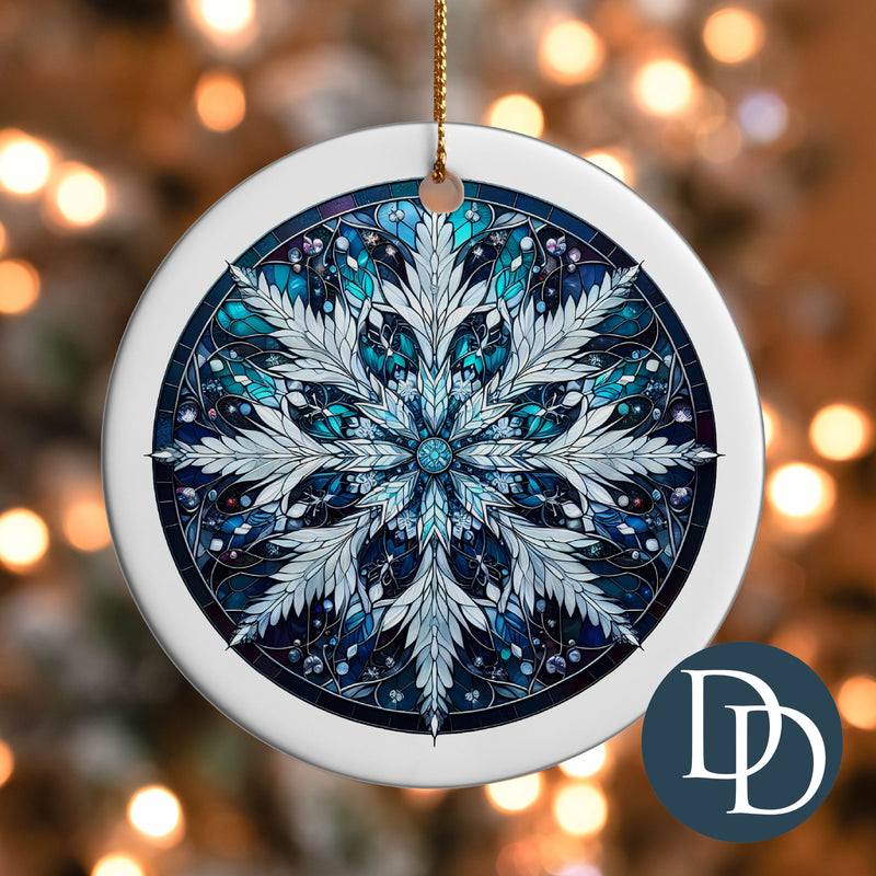 Blue Snowflake Stained Glass *UV DTF Ornament Decal*