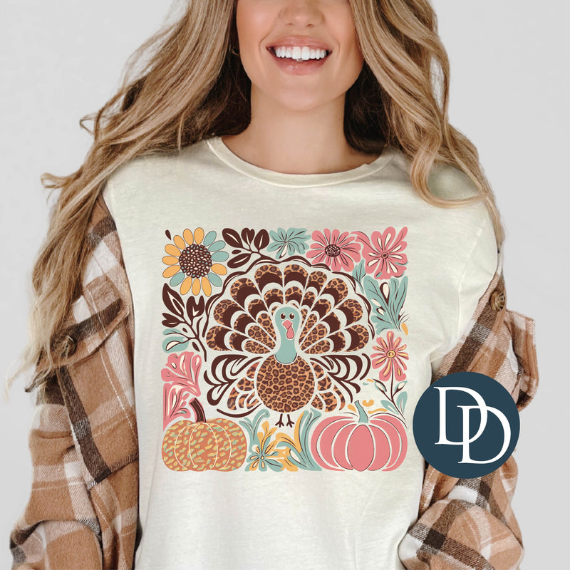 Boho Floral Leopard Turkey *DTF Transfer*