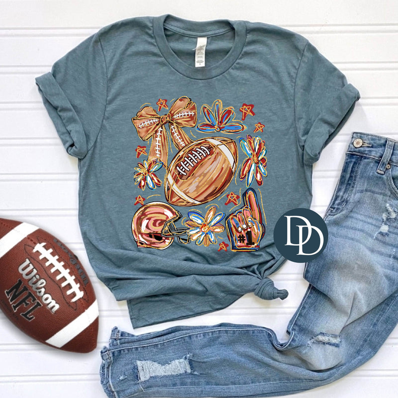 Boho Football Fall Floral Collage *DTF Transfer*