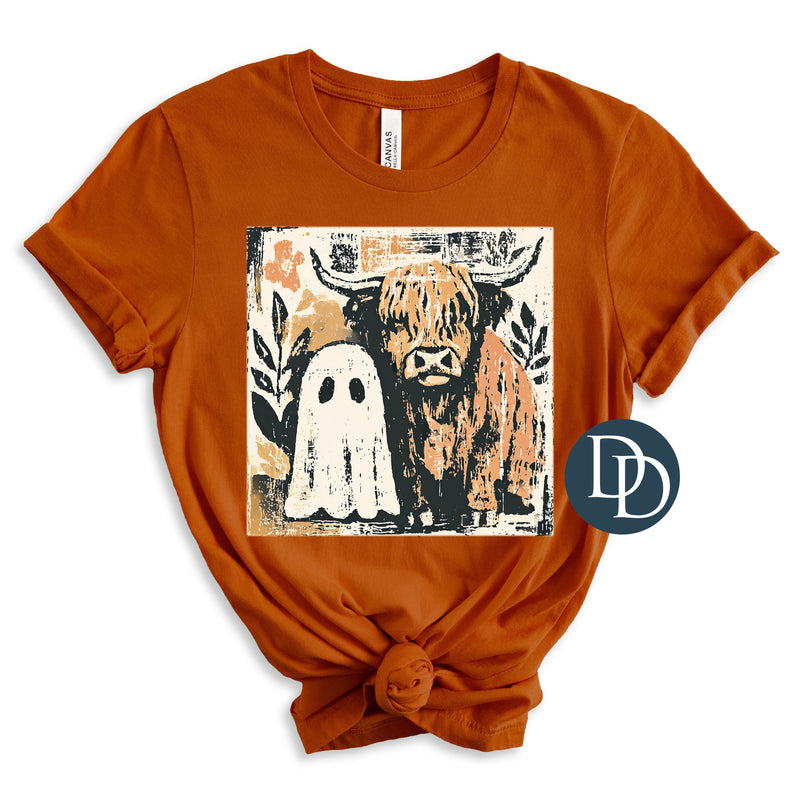 Boho Ghost And Highland Cow Pals *DTF Transfer*