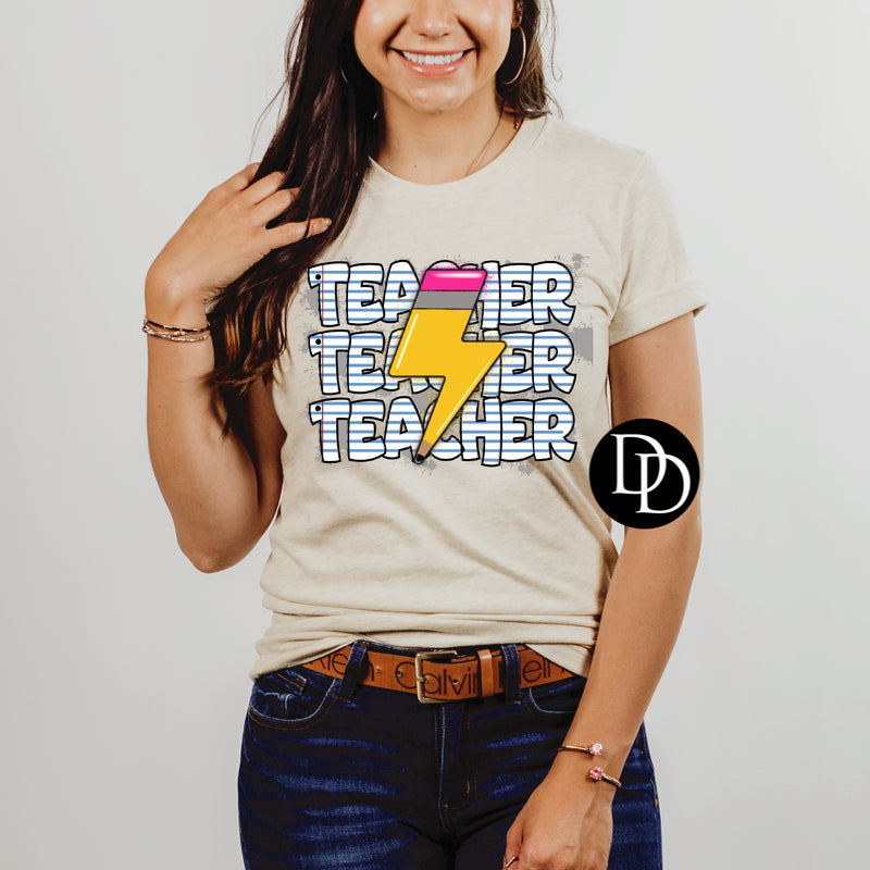 Teacher Pencil Lighting Bolt *DTF Transfer*