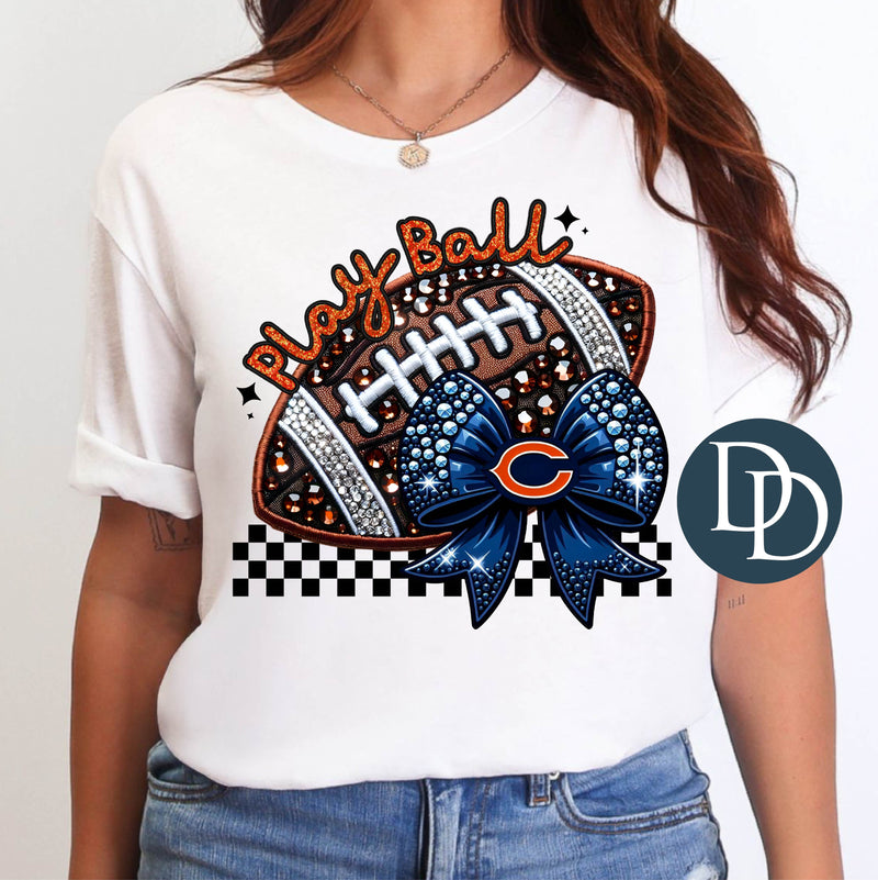 CHI Faux Rhinestone Football Bow *DTF Transfer*