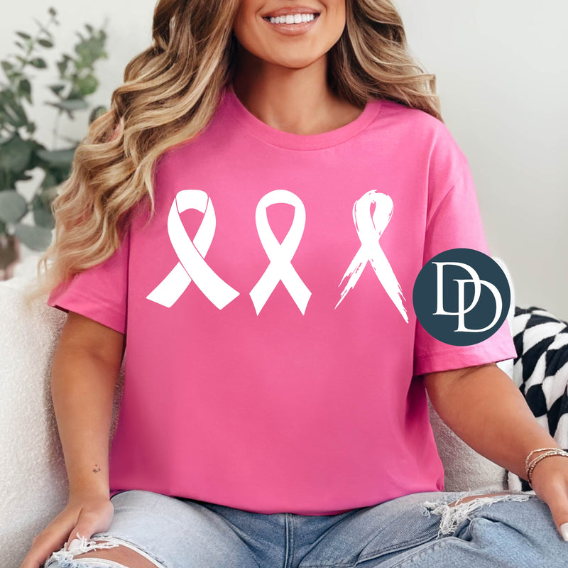 Cancer Ribbons (White Ink) *Screen Print Transfer*