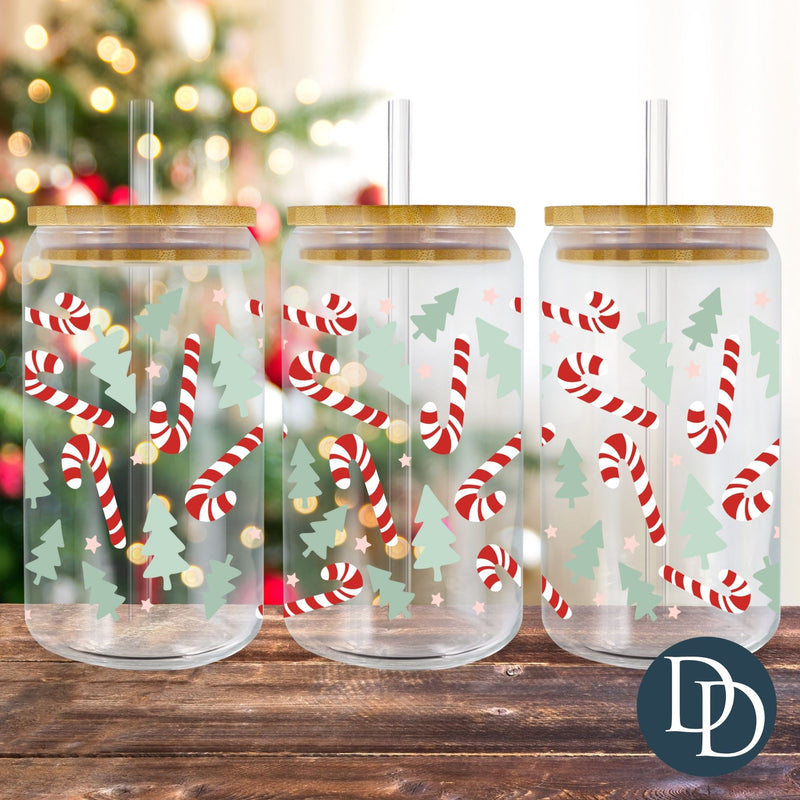 Candy Canes And Trees UV DTF Cup Wrap