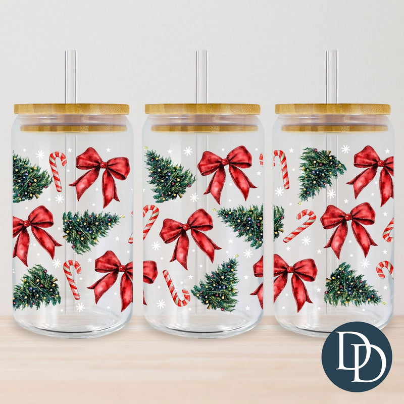 Candy Canes Bows And Trees *UV DTF Cup Wrap*