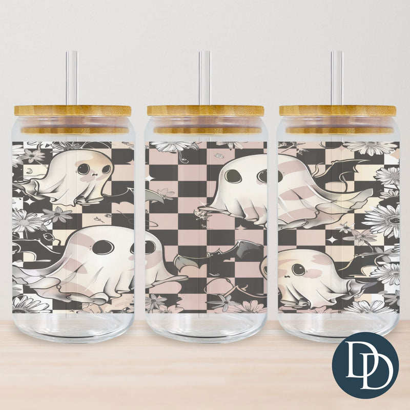 Checkerboard Ghosts Tumbler Print *Sublimation Print Transfer*