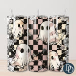 Checkerboard Ghosts Tumbler Print *Sublimation Print Transfer*