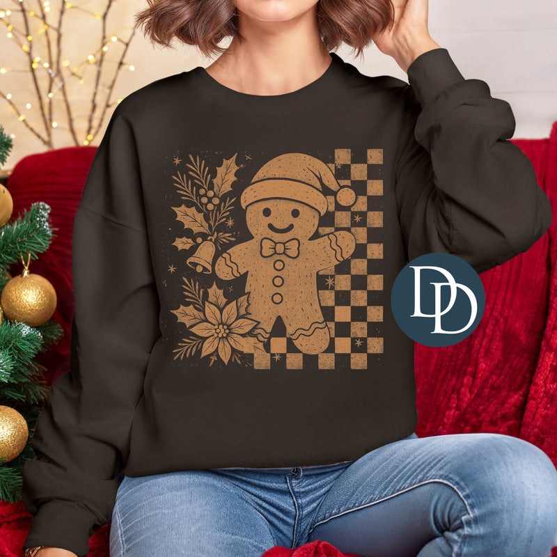 Checkered Christmas Gingerbread Man *DTF Transfer*