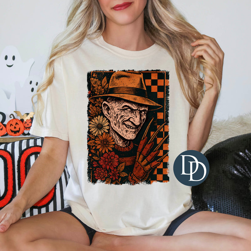 OVERSIZED Checkered Floral Fred *DTF Transfer*