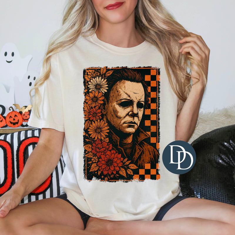 OVERSIZED Checkered Floral Mike *DTF Transfer*