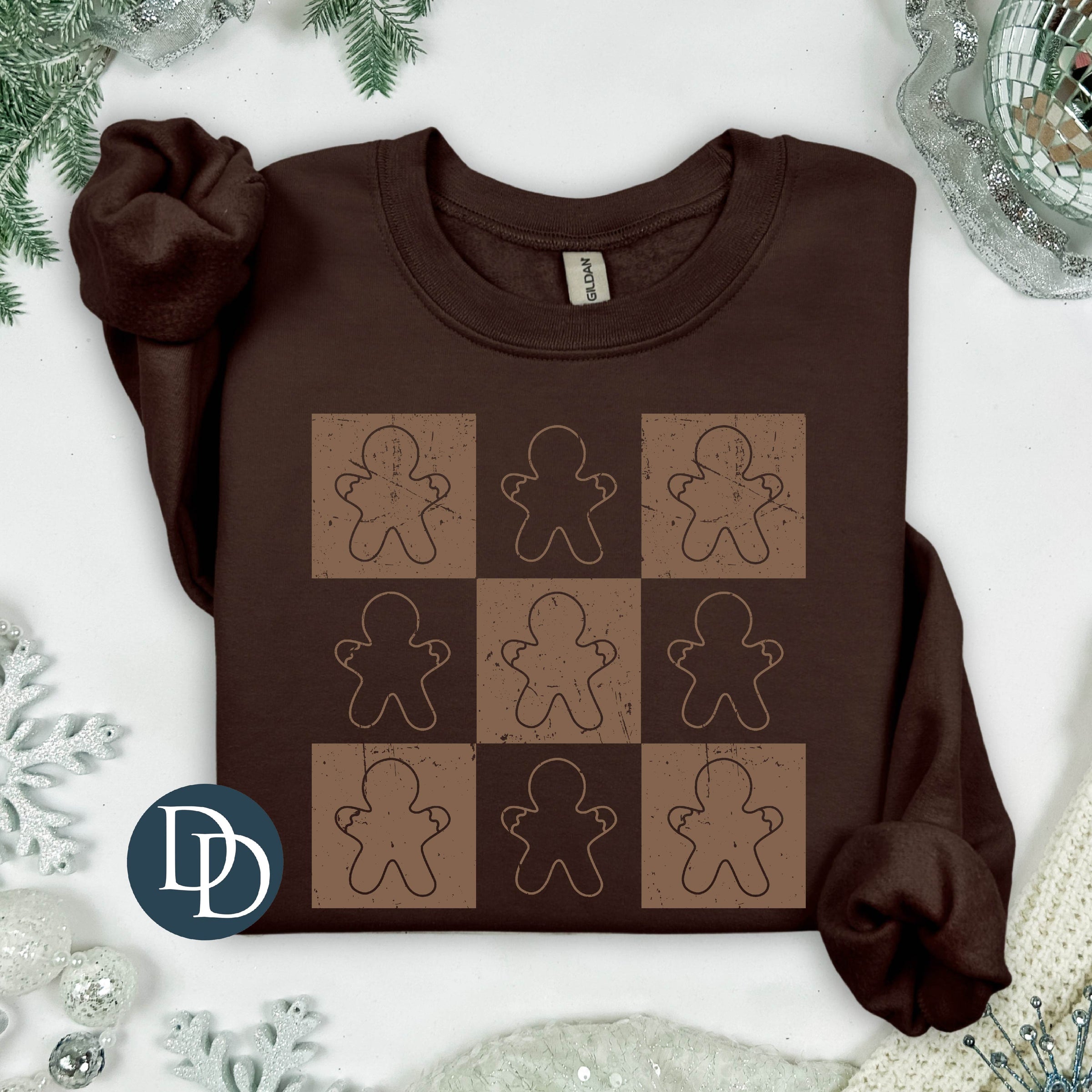 Checkered Gingerbread Man (Doe Brown Ink) *Screen Print Transfer ...