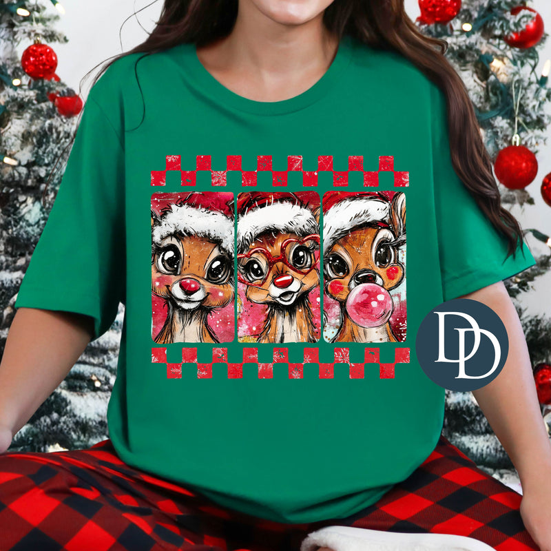 Checkered Rudolph Posters *DTF Transfer*