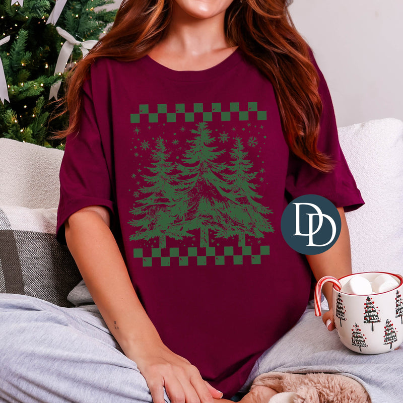 Checkered Snow Trees *DTF Transfer*