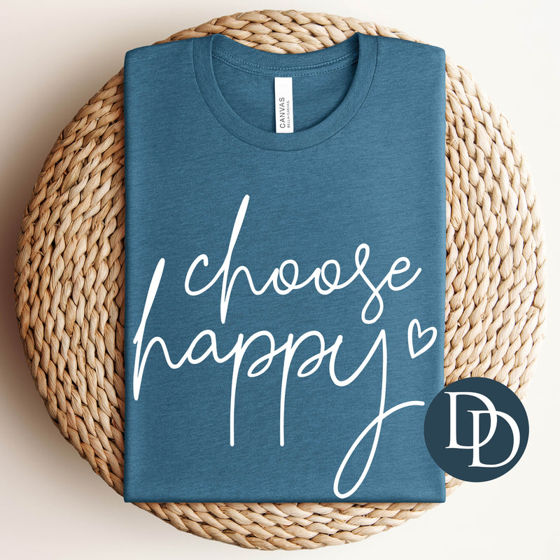 Choose Happy Heart (White Ink) *Screen Print Transfer*