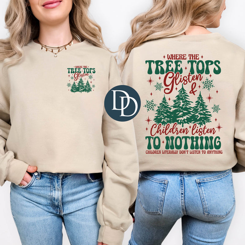 OVERSIZED Christmas Children Listen To Nothing With Pocket Accent *DTF Transfer*