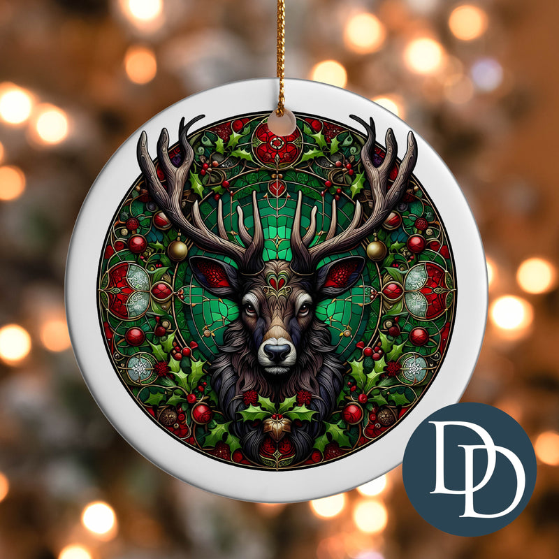 Christmas Deer Stained Glass *UV DTF Ornament Decal*