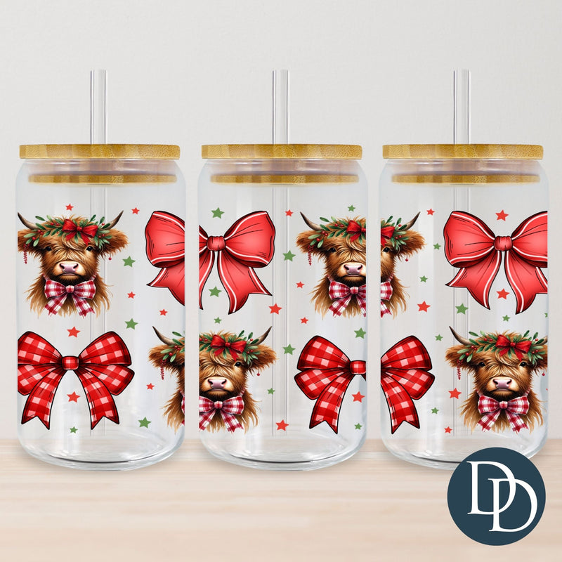 Christmas Highland Cows And Bows *UV DTF Cup Wrap*