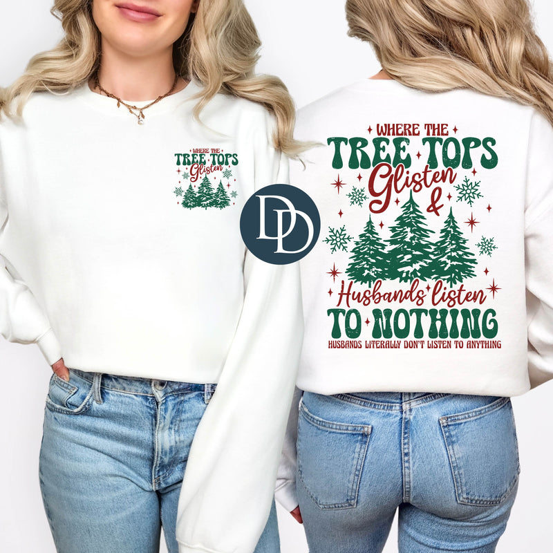 OVERSIZED Christmas Husbands Listen To Nothing With Pocket Accent *DTF Transfer*