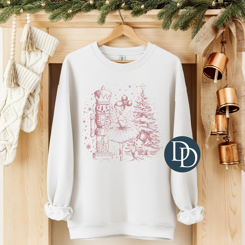 Christmas Nutcracker Ballet (Dusty Rose Ink) *Screen Print Transfer*