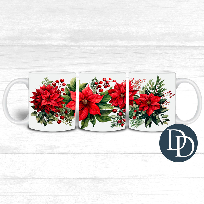 Christmas Poinsettias *UV DTF Mug Wrap*