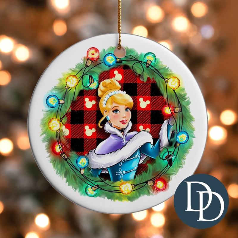 Cinder Plaid Christmas Light Wreath *UV DTF Ornament Decal*